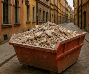 Kontener z gruzem na ulicy