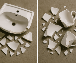 Połamana porcelana i połamana ceramika